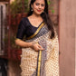 Cream Silk Blend Geometric Saree with Unstitched Blouse - Hiral Fashion | Swadesiicart