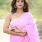 Very Much Indian Designer Pure Cotton Saree With All Over Linear Stripes - Light Pink | Swadesiicart