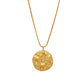 Nuyug 18K Gold-Plated Pearl Embellished Minimal Chain Textured Surface Floral Pendant Necklace | Swadesiicart