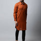 Even Apparels Brown Color Pure Cotton Solid Men's Kurta With Shirt Collar (SLD1137) | Swadesiicart