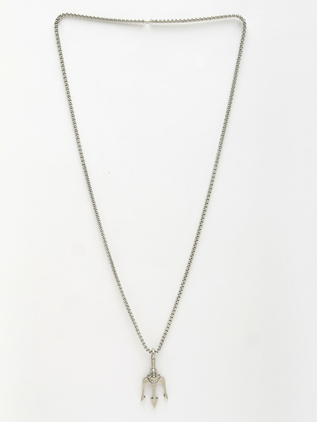 NVR Men's Silver-Plated Stainless Steel Geometric Charm Pendant With Chain | Swadesiicart