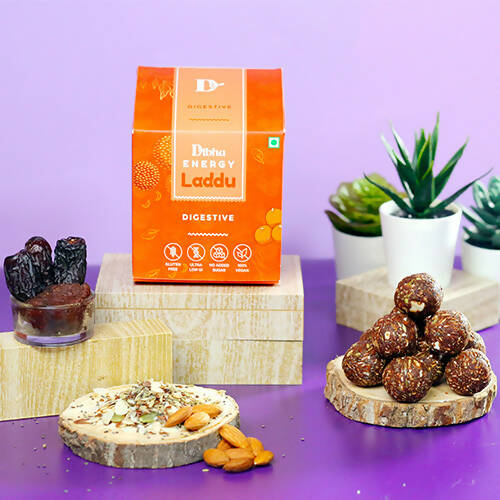 Dibha Digestive Laddu (Vegan, Sugar-Free, Gluten-Free, 100% Natural) | Swadesiicart