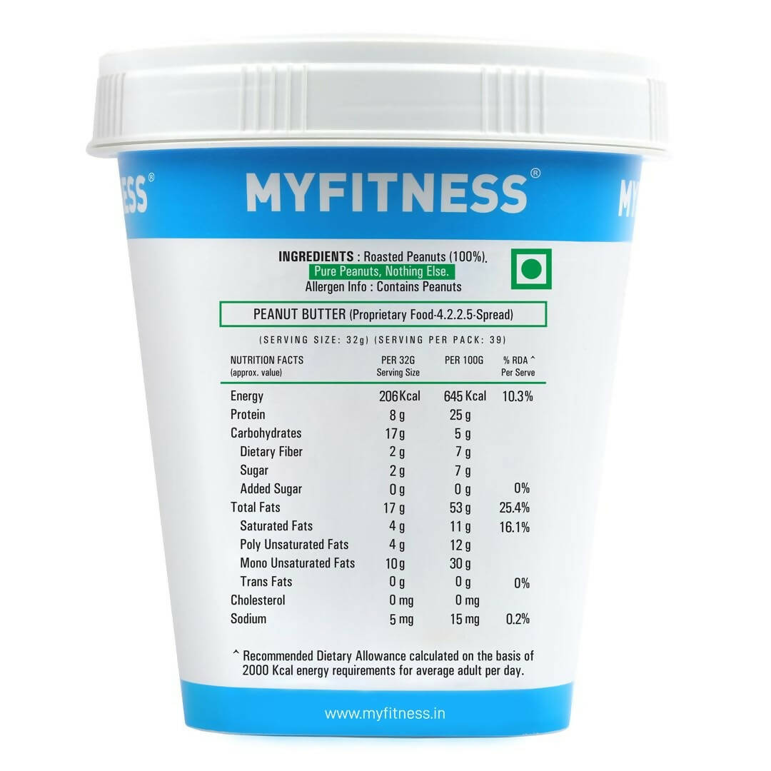 Myfitness Unsweetened Natural Peanut Butter Smooth - Swadesiicart