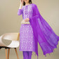Jyoti Fashion Women's Purple Rayon Embroidery & Sequence work Kurta with Trouser & Dupatta | Swadesiicart