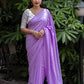 Lavender Poly Georgette Woven Design Saree with Unstitched Blouse - Hiral Fashion | Swadesiicart