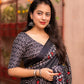 Black Silk Blend Ethnic Motifs Saree with Unstitched Blouse - A2M