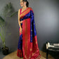 Joban Fashion Banarasi Navy Blue Woven Soft Silk Saree | Swadesiicart
