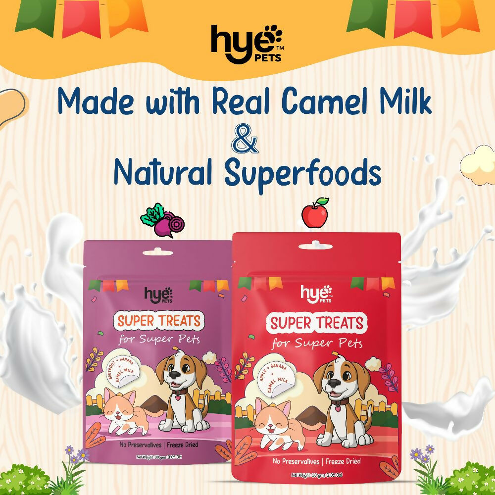 Hye Pets Super Treats For Super Pets – Freeze Dried Treats Made With Camel Milk, Apple & Banana - Swadesiicart