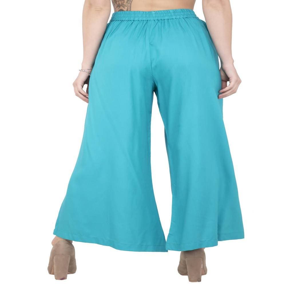 Lagi Women's Turquoise Blue Solid Palazzo (PLZ04H) | Swadesiicart