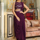 Janasya Purple Georgette Sequined Saree and Blouse | Swadesiicart
