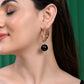 VOJ Set Of 2 Korean Drop Earrings - Gold-Polished With Black Pearl and Silver Plated With White Pearl Earrings - Swadesiicart