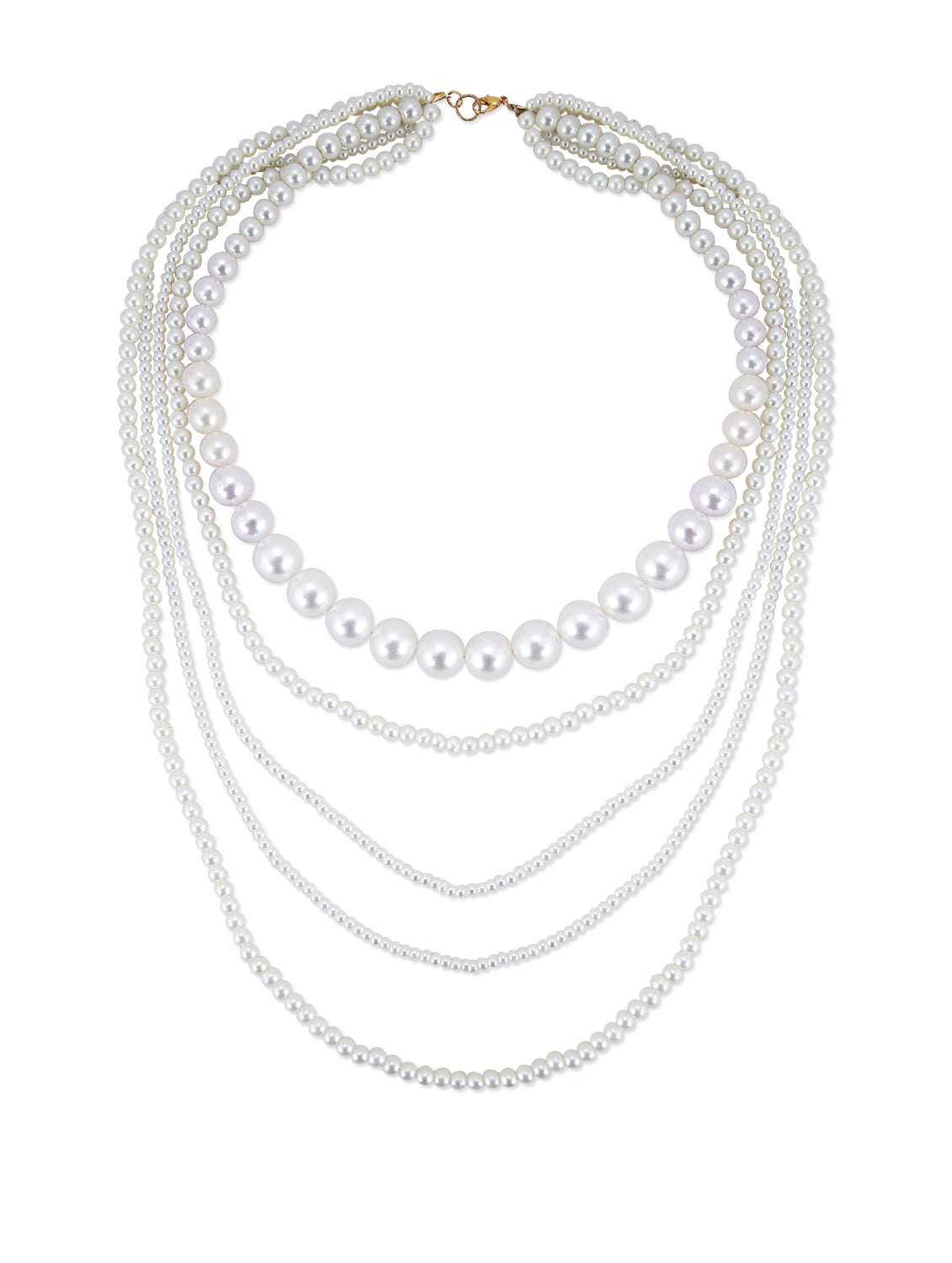 Gold-Polished Alloy Layered Pearl Elegant Necklace - The Pari | Swadesiicart