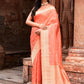 Joban Fashion Peach Banarasi Katan Pure Handloom Banarasi Silk Saree | Swadesiicart