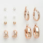 NVR Women's Set of 6 Rose Gold-Polished Contemporary Hoop Earrings | Swadesiicart