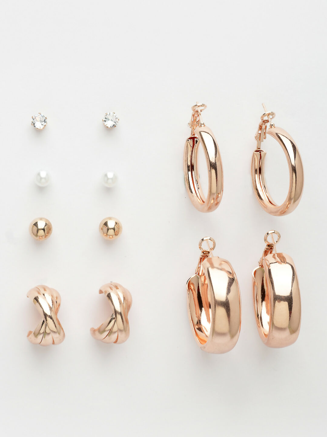 NVR Women's Set of 6 Rose Gold-Polished Contemporary Hoop Earrings | Swadesiicart