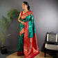 Joban Fashion Banarasi Green Woven Butti Soft Silk Saree | Swadesiicart