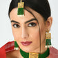 Mominos Fashion Johar Kamal Gold-Polished Kundan & Pearls Necklace Green/Golden Color Choker Set | Swadesiicart
