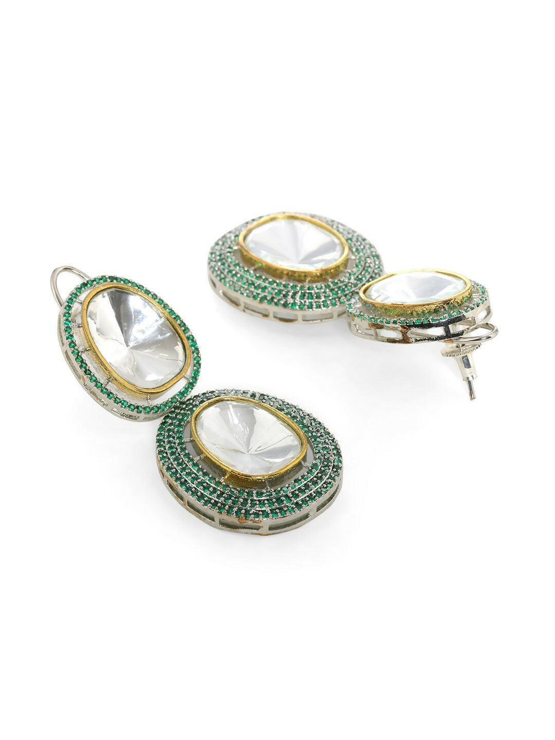 Green Dual Earrings- Ruby Raang | Swadesiicart