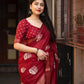 Maroon Cotton Crepe Batik Print Saree with Unstitched Blouse - Hiral Fashion | Swadesiicart