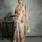 Vishnu Weaves Women's Cream Soft Tussar Silk Printed Saree with Blouse - Swadesiicart
