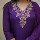 The52 Purple Women's Gorgeous Vichitra Fabric Embroidered Work Straight Kurta Pant and Dupatta Set - Swadesiicart
