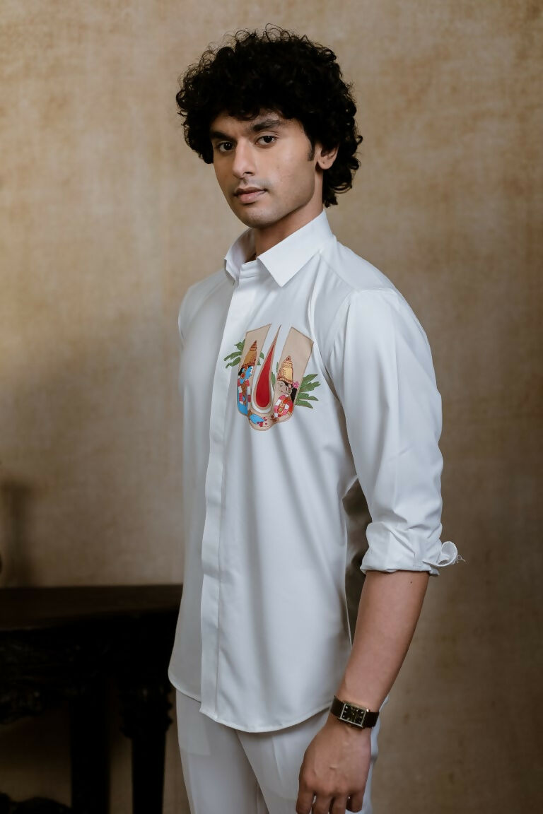 4Way White Chitra Srinivasa Shirt By Hilo Design | Swadesiicart
