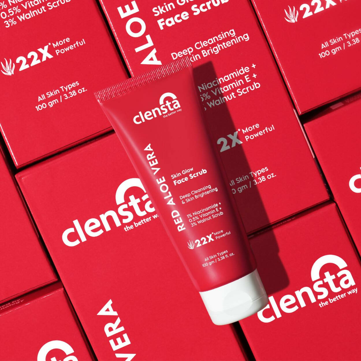 Clensta Red Aloe Vera Skin Glow Face Scrub - Swadesiicart
