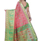 Vamika Banarasi Cotton Silk Peach Weaving Saree | Swadesiicart