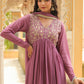 Janasya Lavender Georgette Yoke Embroidery Kurta,Bottom & Dupatta | Swadesiicart