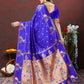 Lorenvalley Fashion Blue Soft Paithani Silk Woven Design Copper Zari Meenakari Weaving Saree - Swadesiicart