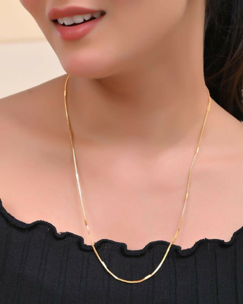 VOJ Women Gold-Polished Self Designed Pipe Chain | Swadesiicart