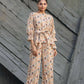Women's Partywear Designer Cream & Multi Muslin co-ord set - Stylishta - Swadesiicart