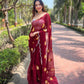 Vamsee Ashvini Maroon Chiffon Saree - Swadesiicart