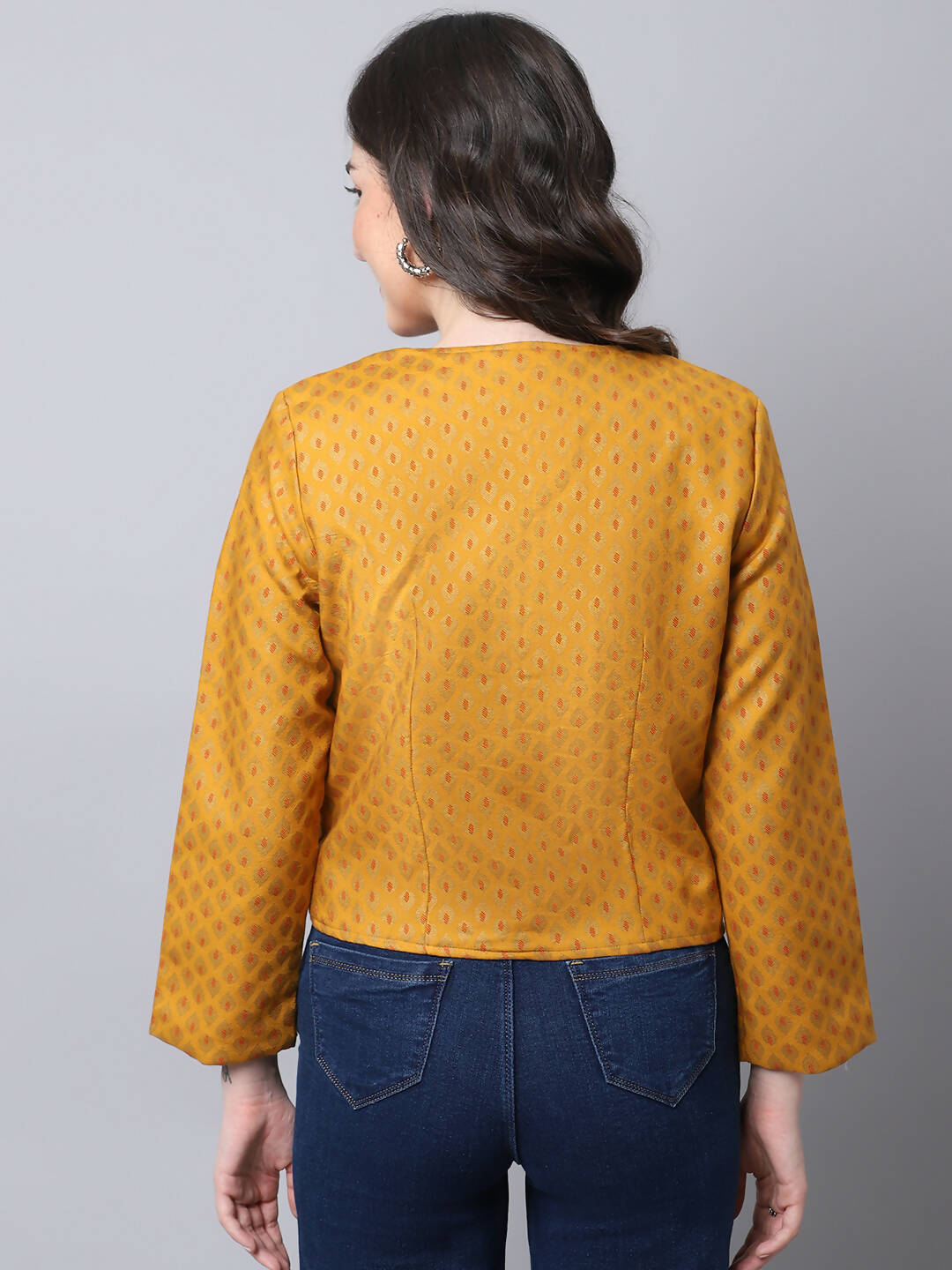 Even Apparels Yellow 100% Viscose Open Front Statement Women's Jacket | Swadesiicart