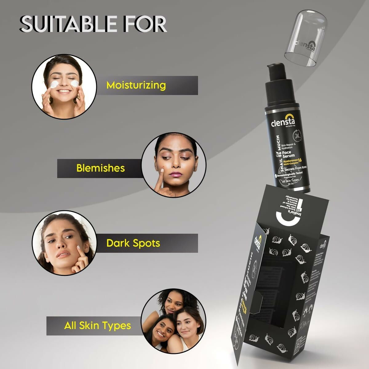 Clensta Snail 96 Mucin Skin Repair Face Serum | Swadesiicart
