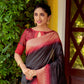 Vishnu Weaves Women's Black South Silk Zari Woven Saree with Unstitched Blouse - Swadesiicart