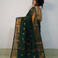 Exclusive Collection Beautiful Dark Green Cotton Silk Woven Handloom Saree With Running Blouse Piece - Swadesiicart
