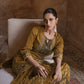 Anaita Mustard Silk Readymade Palazzo Suit with Swarovski Work