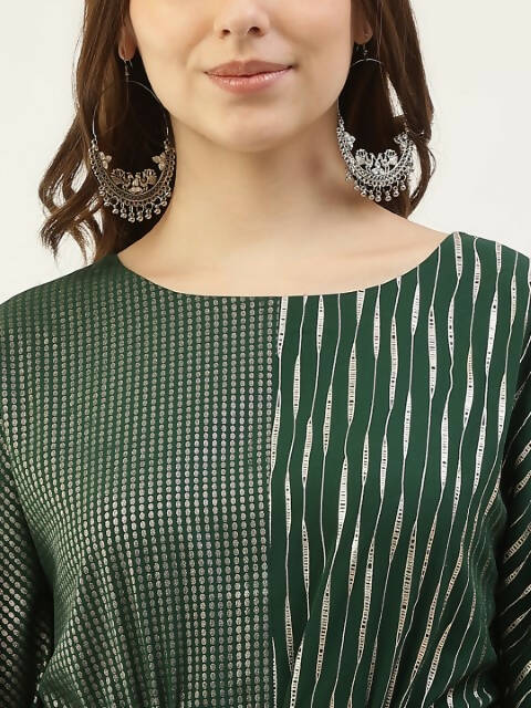 FIORRA Women's Green Poly Crepe Kaftan Type Kurta Set - Swadesiicart