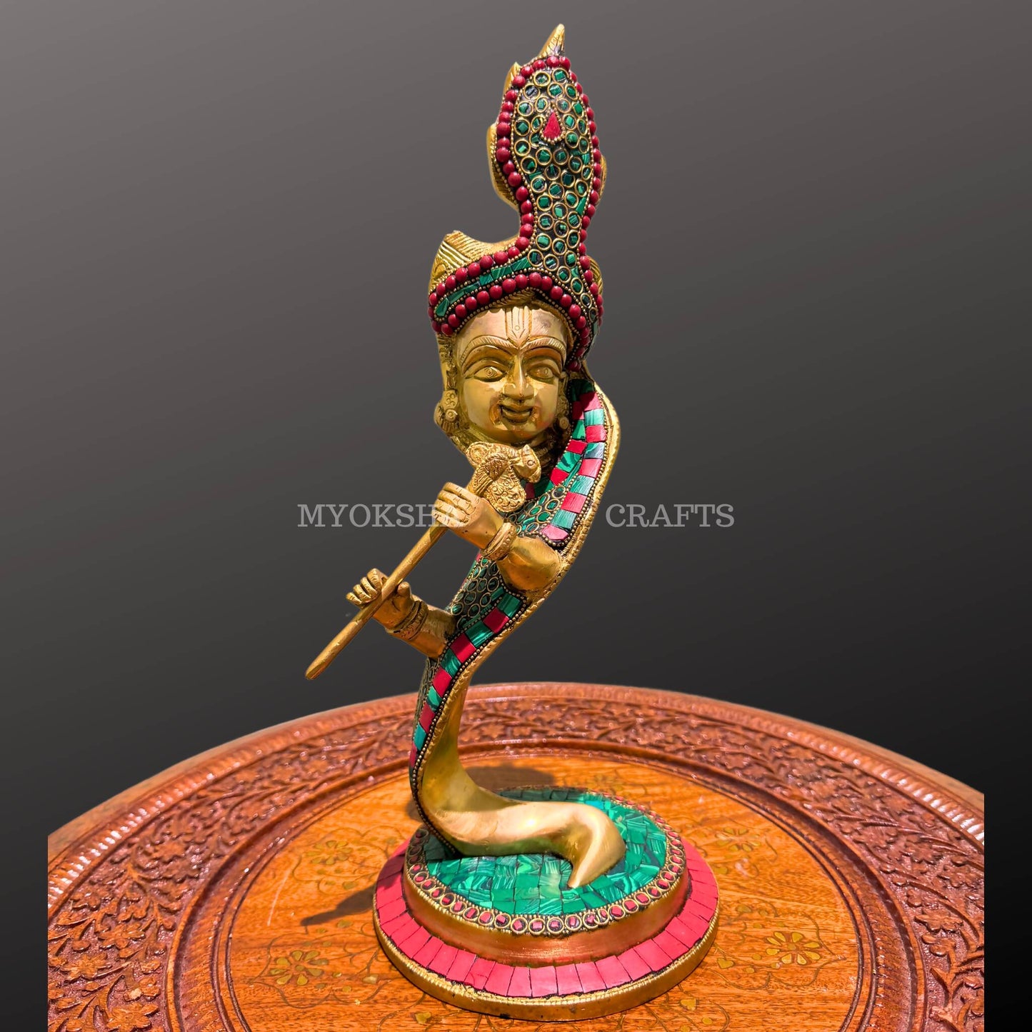 Brass Antique Krishna Idol - Divine India Art