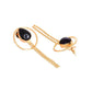 VOJ One Gram Gold-Polished Drop Shaped Black Stone Studded Earrings - Swadesiicart