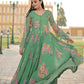 Jyoti Fashion Women's Green Digital Print with Sequence Zari Embroidered Faux Georgette Anarkali Dress | Swadesiicart