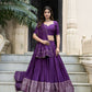 Lorenvalley Purple Pure Chanderi Plain With Zari Weaving Work Border Lehenga Choli | Swadesiicart