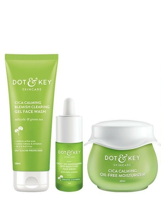 Dot & Key Cica + Niacinamide C + E CSM (Cleanser, Serum, Moisturizer) Routine for Oily & Acne Prone Skin | Swadesiicart