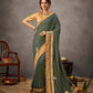 Moss Green Tusser Silk Resham, Cord And Sequins Embroidery, Handwork Butta Saree - Norita Arinya | Swadesiicart