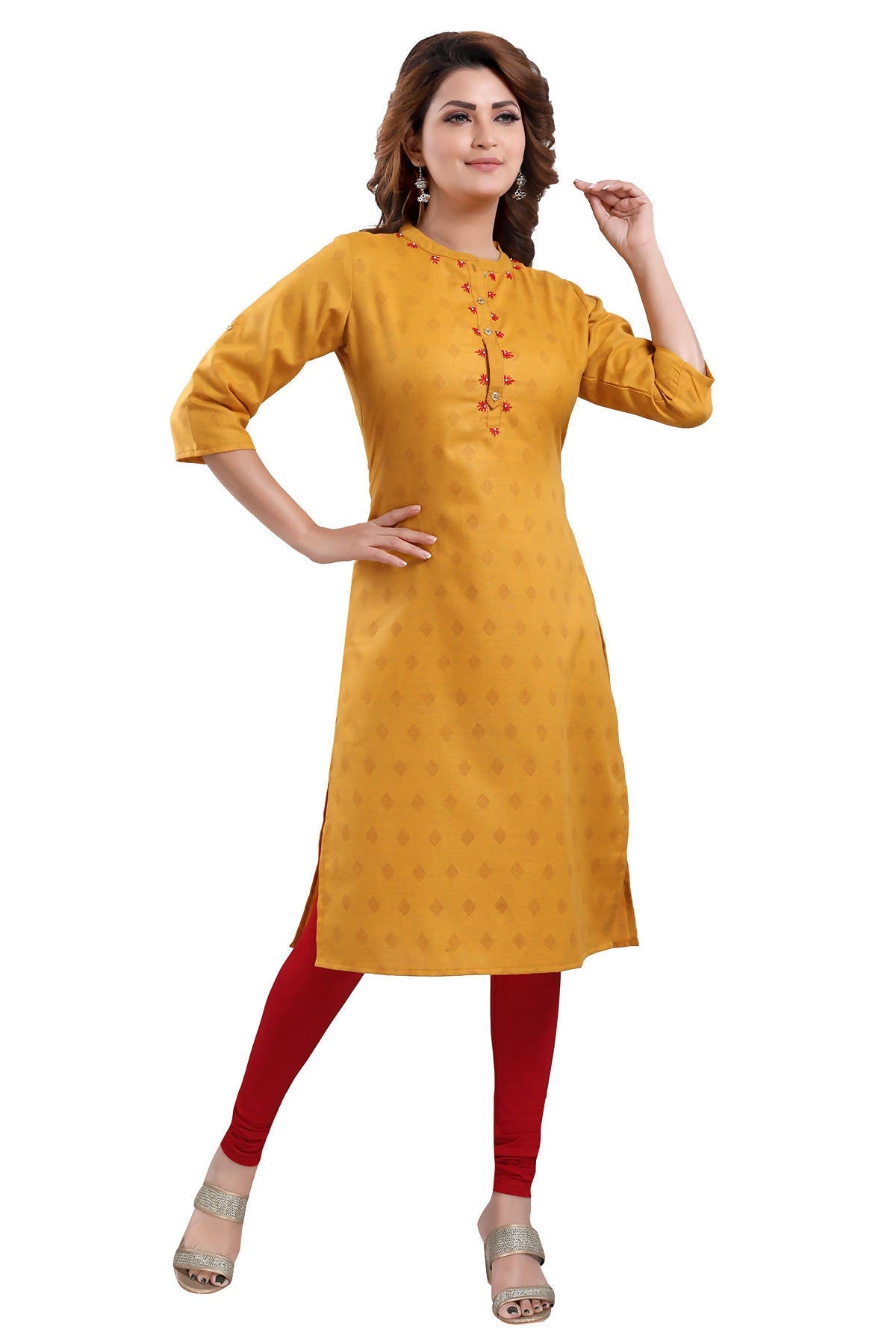 Snehal Creations Mustard Casual Cotton Printed Ladies Kurti - Swadesiicart