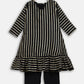 Ahalyaa Black Georgette Stripped Gold Printed Kids Kurta Pant Set For Girls | Swadesiicart