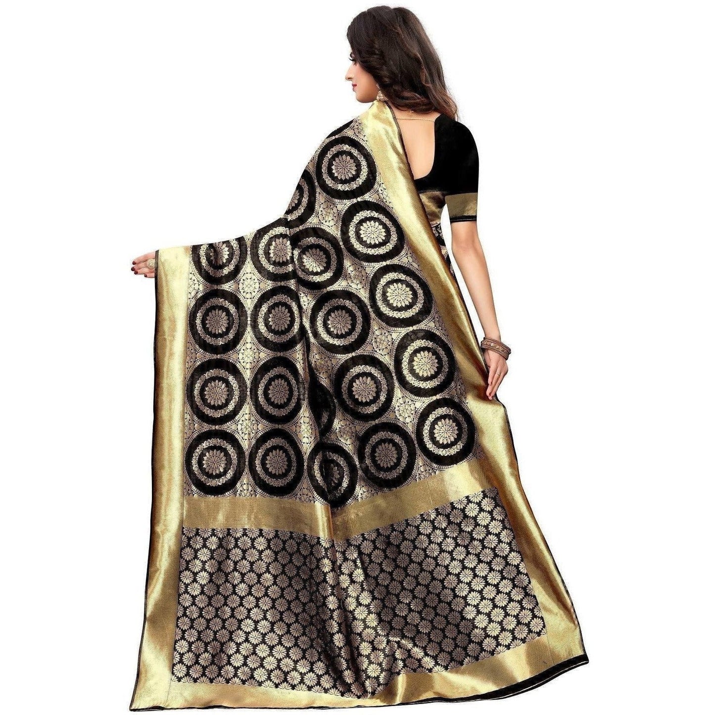 Vamika Banarasi Jaquard Black Weaving Saree (Banarasi 26) | Swadesiicart