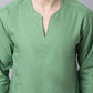 Even Apparels Green Pure Cotton Round Neck Slit Men's Kurta | Swadesiicart