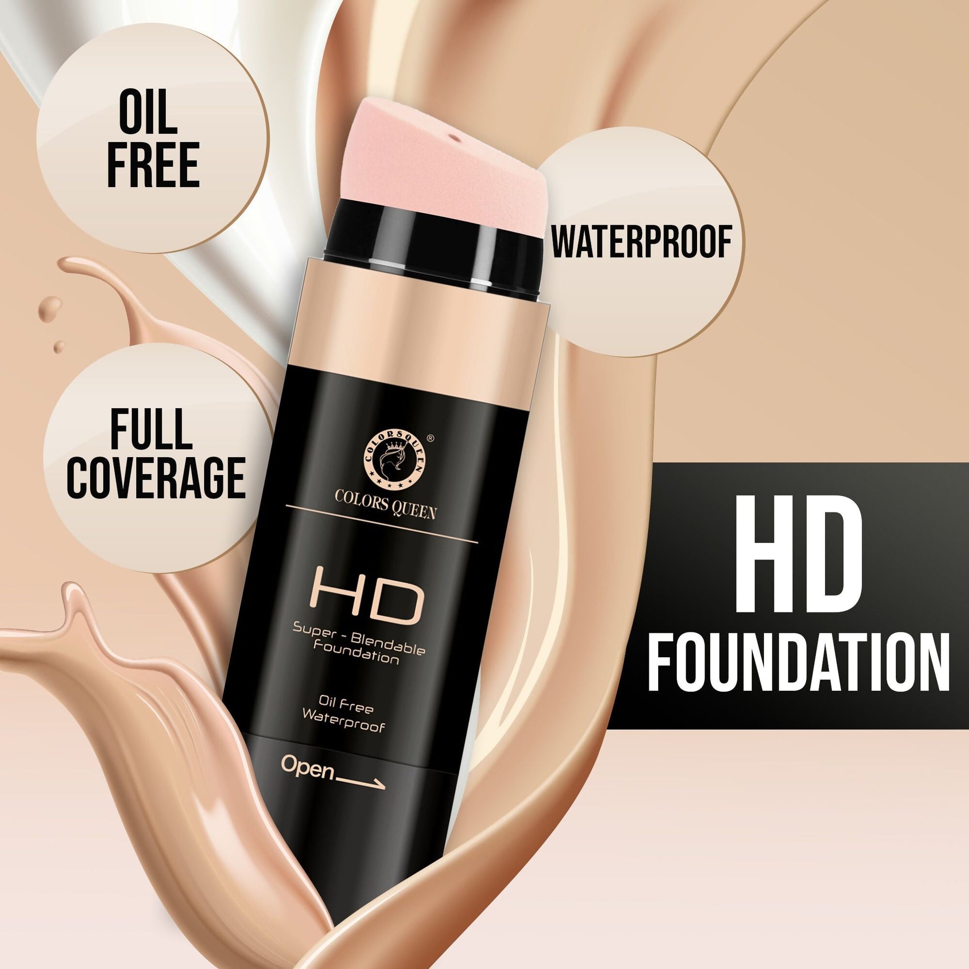 Colors Queen HD Super Blendable Foundation - 02 Beige | Swadesiicart